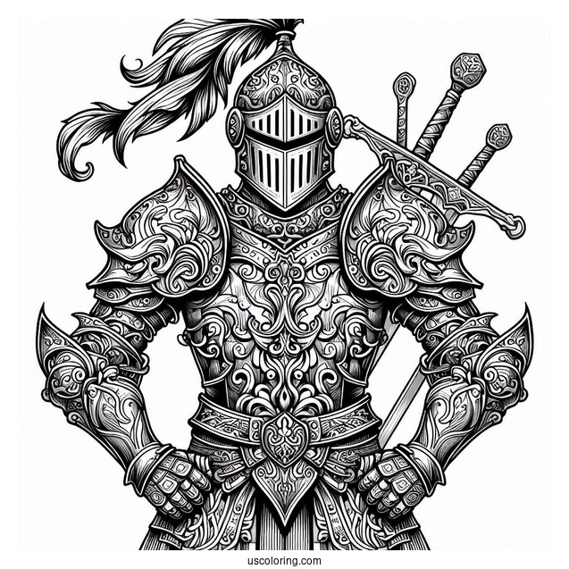 Knight With Intricately Detailed Armor Coloring In