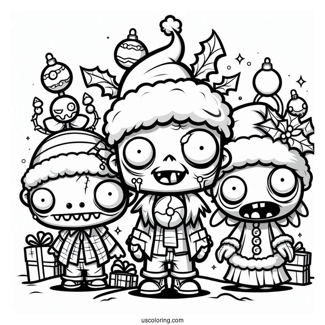 Christmas Themed Plants Vs Zombies Coloring Sheet