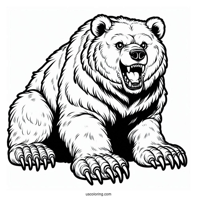 Bear Coloring Page With Sharp Teeth And Claws