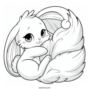 Cream The Rabbit Hugging Tails Coloring Page