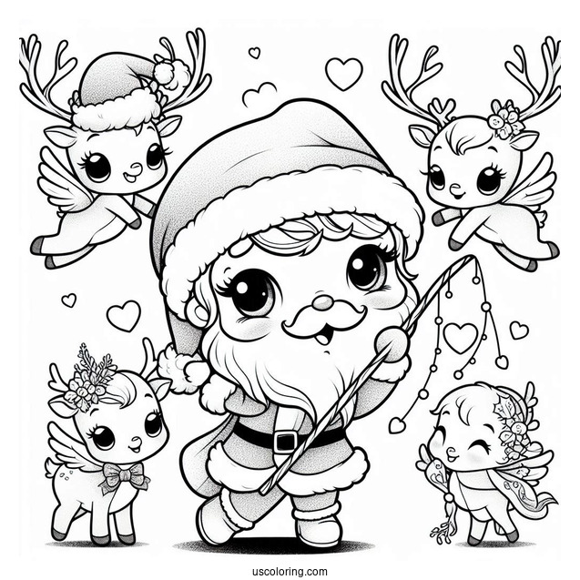 Cheeky Santa Decorating Cupids Antlers