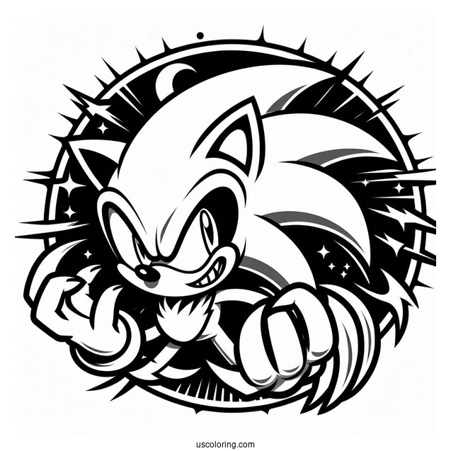 Evil Super Sonic Coloring Page With Sharp Teeth