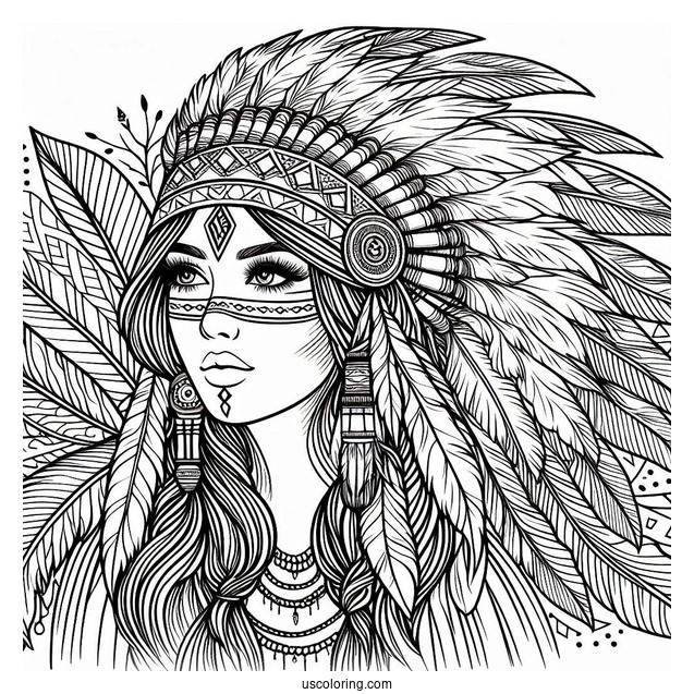 Native American Coloring Page Indian Chief