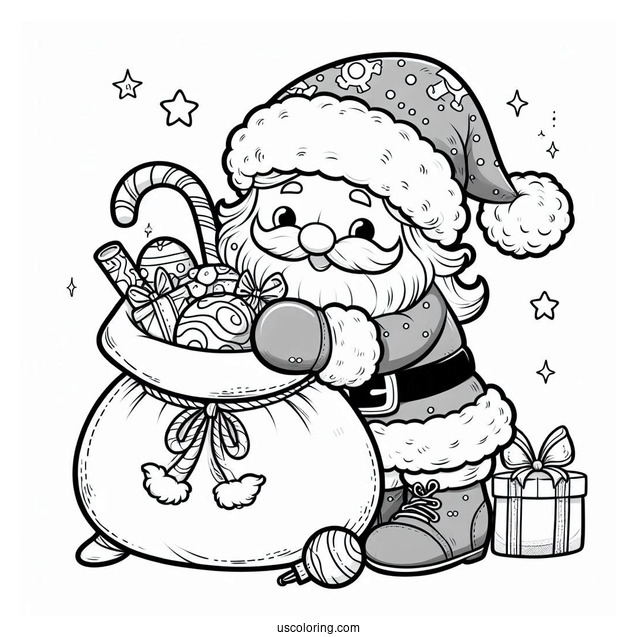 Santa_s Sack Of Toys To Color