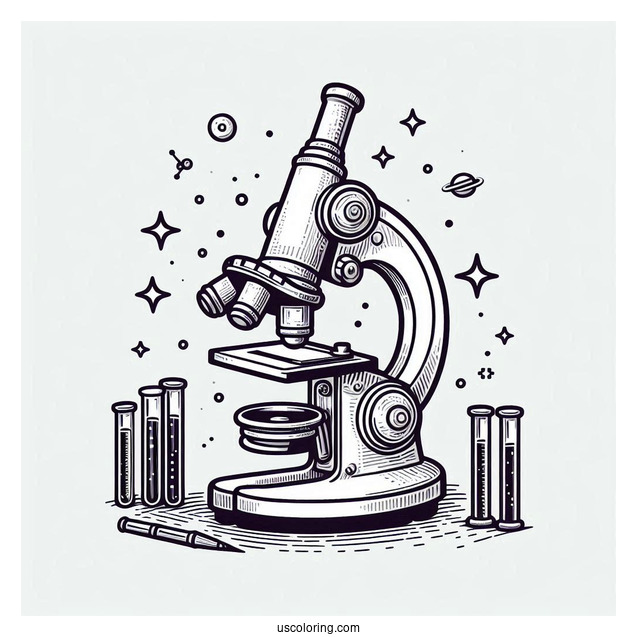 Science Coloring Page Of Easy Microscope