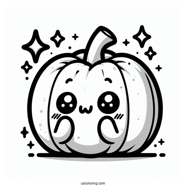 Blushing Cartoon Pumpkin Coloring Page