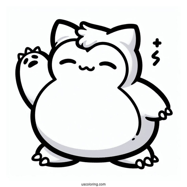 Waving Snorlax Coloring Page For Preschoolers