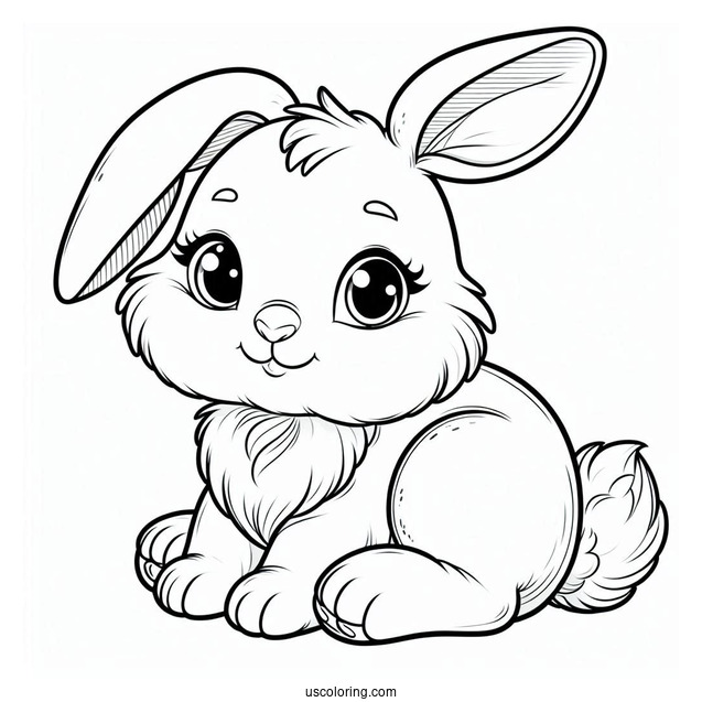 Cute Rabbit With Big Floppy Ears To Color