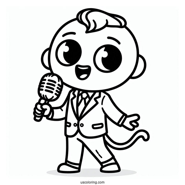 Sing Coloring Page Of Easy Outline Of Mike In Suit For Preschoolers