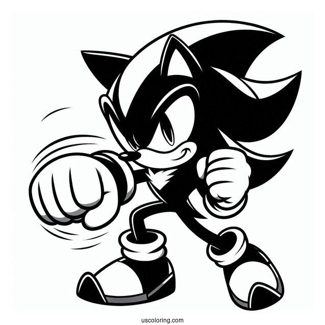 Shadow Coloring Page Punching Sonic
