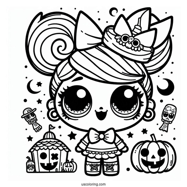 Coloring Sheet Of Halloween Themed LOL Surprise