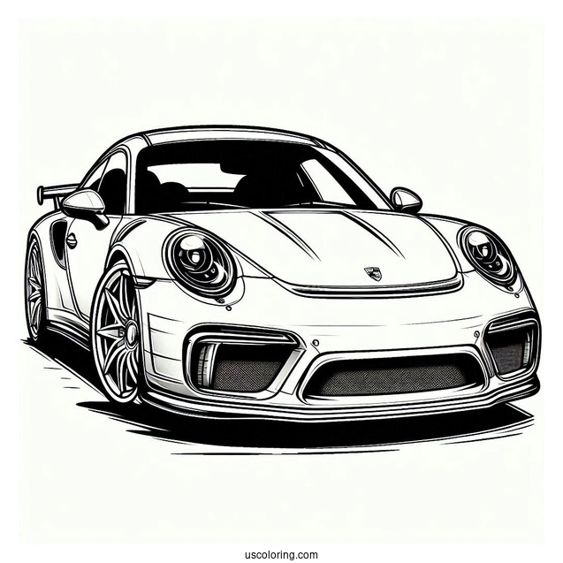 Simple Porsche Coloring Page Outline For Kids