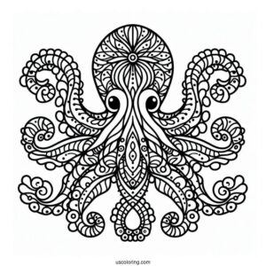 Easy Mandala Octopus Coloring Page