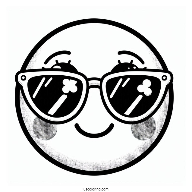 Smiling Face With Sunglasses Emoji Coloring Page For Kids