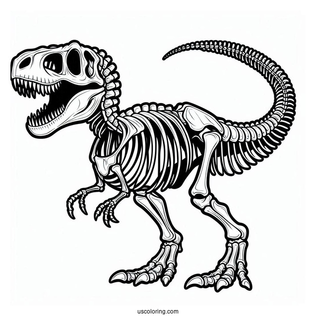 Tyrannosaurus Rex Skeleton Coloring Page