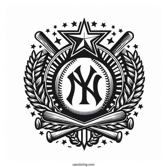 New York Yankees Baseball Team Logo To Color