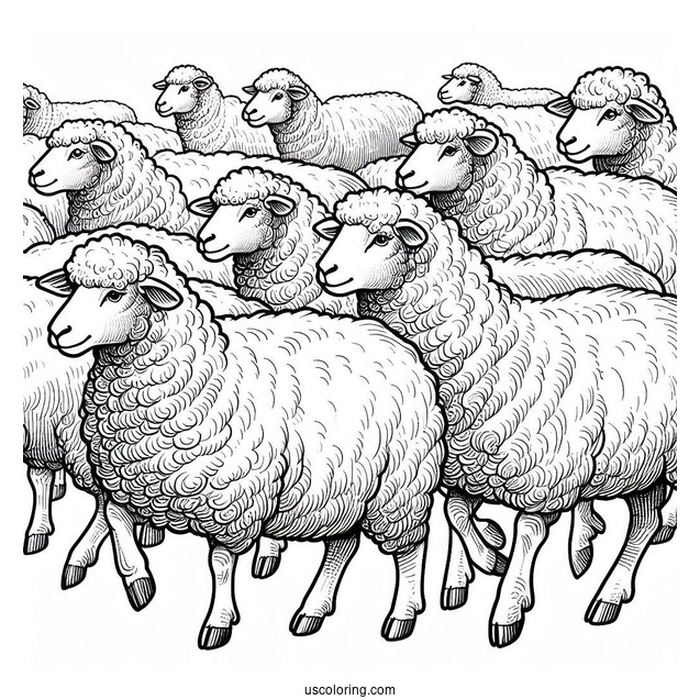 Flock Of Sheep Coloring Sheet