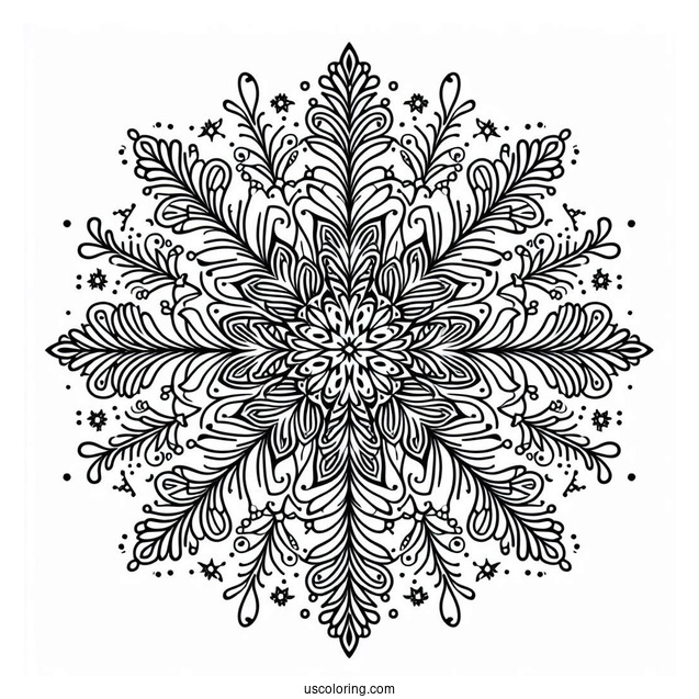 Elegant Snowflake Coloring Page Mandala