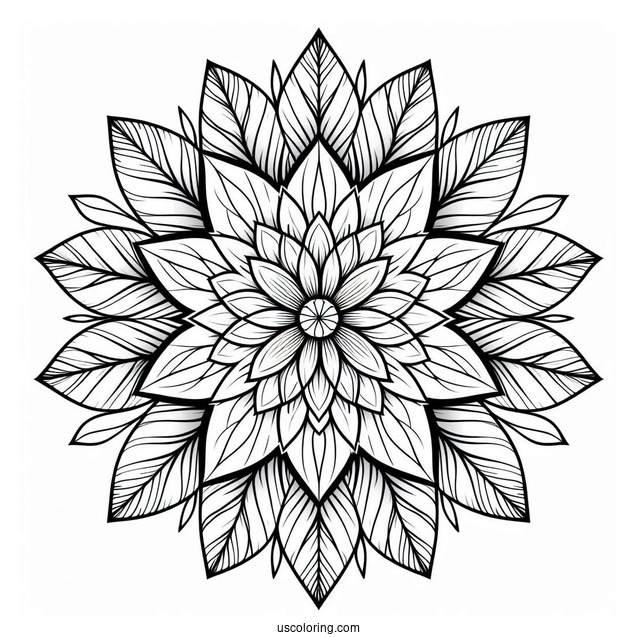 Easy Flower Mandala Coloring Page With Pointed Petals