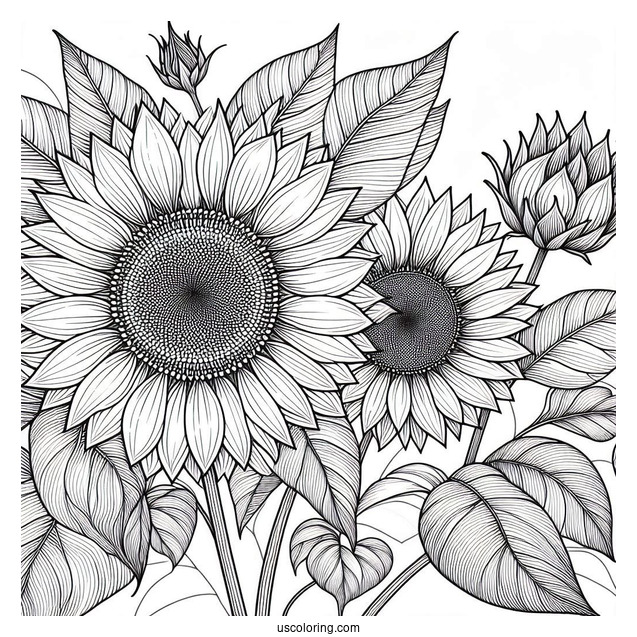 Ultra Fine Sunflower Coloring Sheet