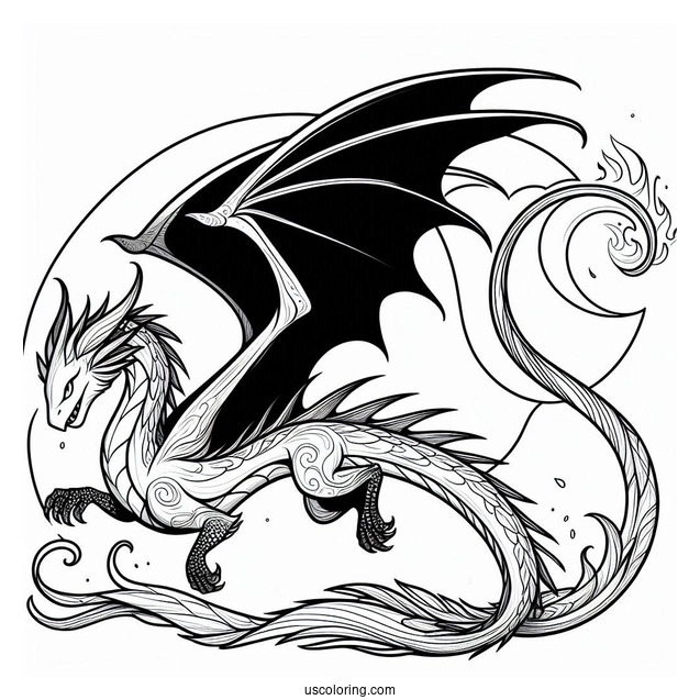 Night Fury With Long Tail And Wings Out