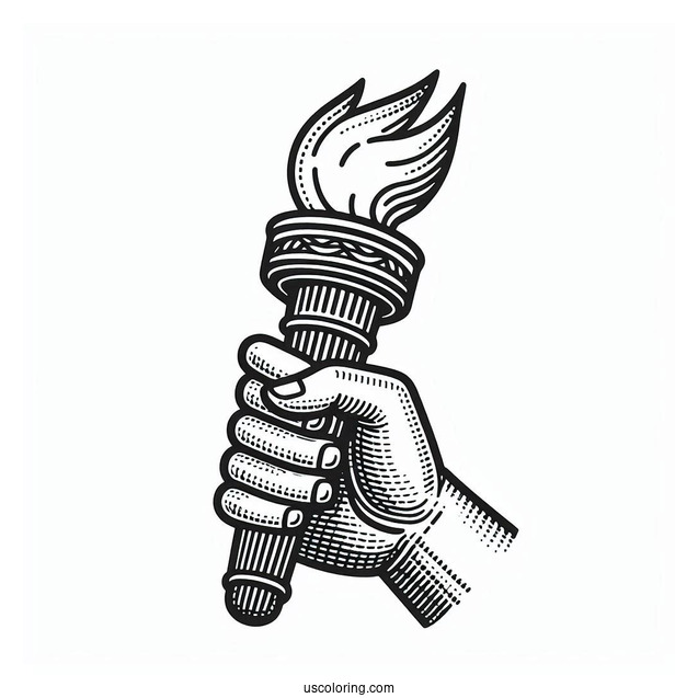 Hand Holding Olympics Coloring Page Of Torch
