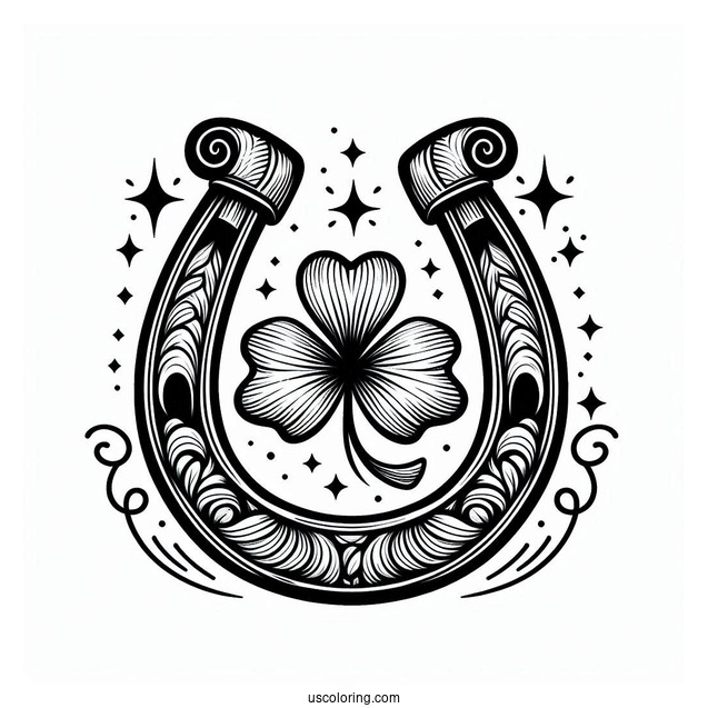 St Patrick_s Day Lucky Horseshoe To Color