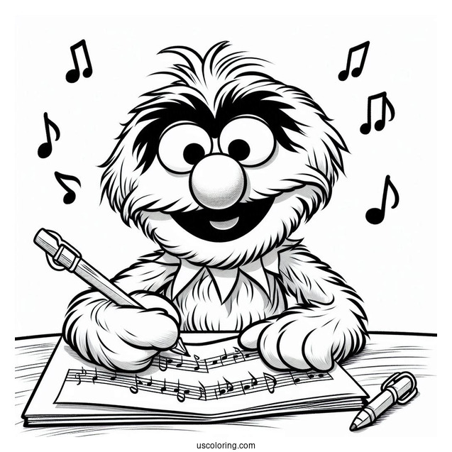 Muppets Coloring Page Of Rowlf The Dog Writing Music For Kids