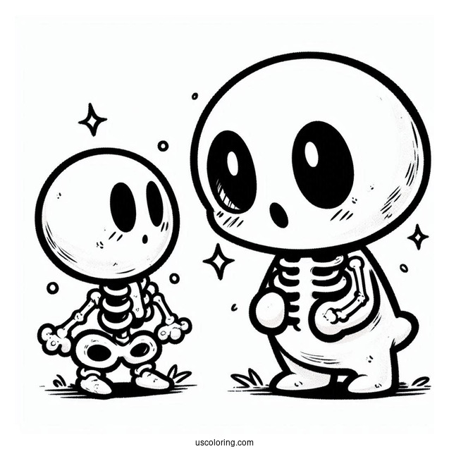 Dry Bones, Boo, And Shy Guy Coloring Page