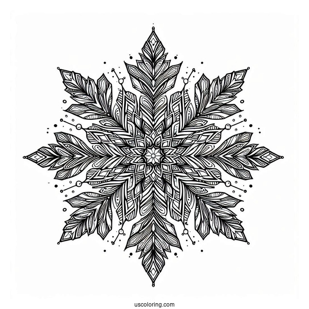 Detailed Crystal Snowflake Coloring Page