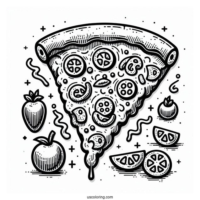 Cartoon Pizza Slice Coloring Sheet