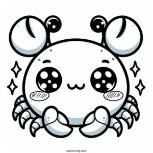 Chibi Smiling Crab Coloring Page For Preschoolers