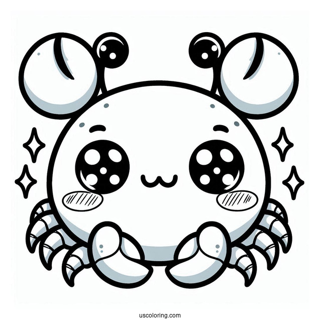 Chibi Smiling Crab Coloring Page For Preschoolers