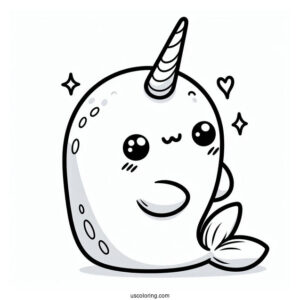 Kawaii Baby Narwhal Coloring Page For Kids