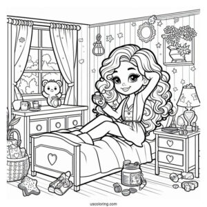 Polly Pocket Coloring Page In Her Bedroom For Kids