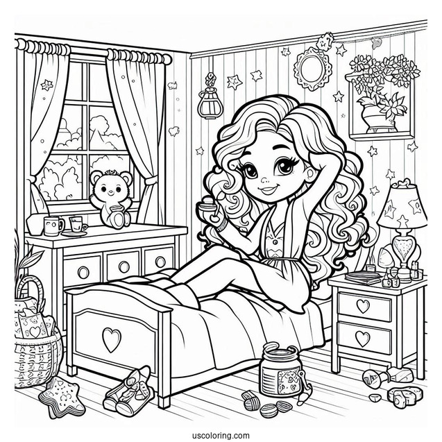 Polly Pocket Coloring Page In Her Bedroom For Kids