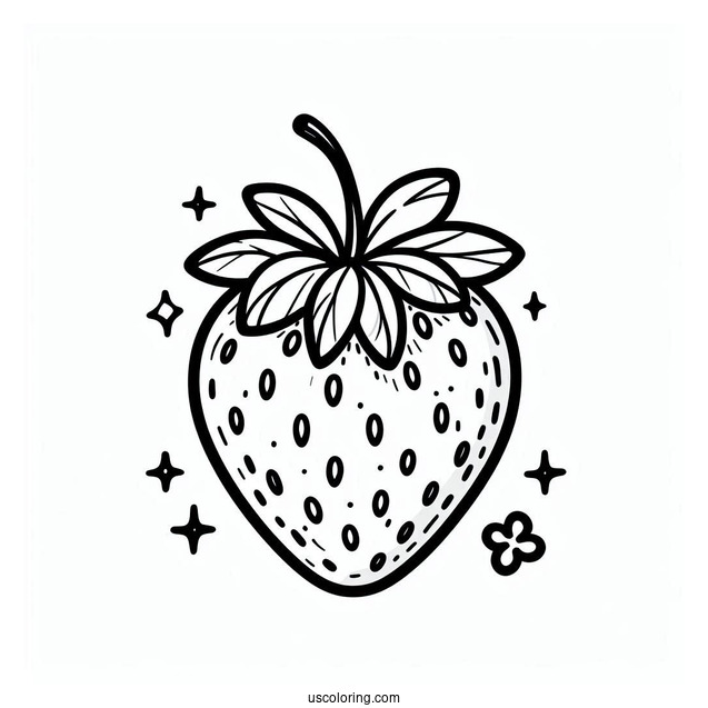 Sweet Blushing Strawberry Coloring Page For Preschoolers