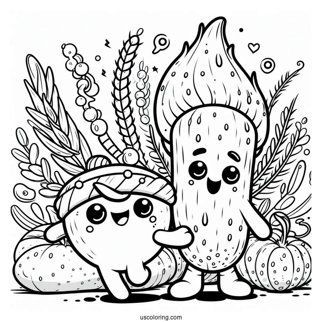 Sprunki Coloring Page Of Mustard And Mayhem With Oren And Brud