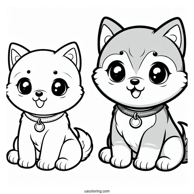 Kawaii Husky Puppy Sitting Down