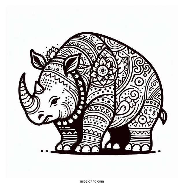 Indian Rhino Coloring Page