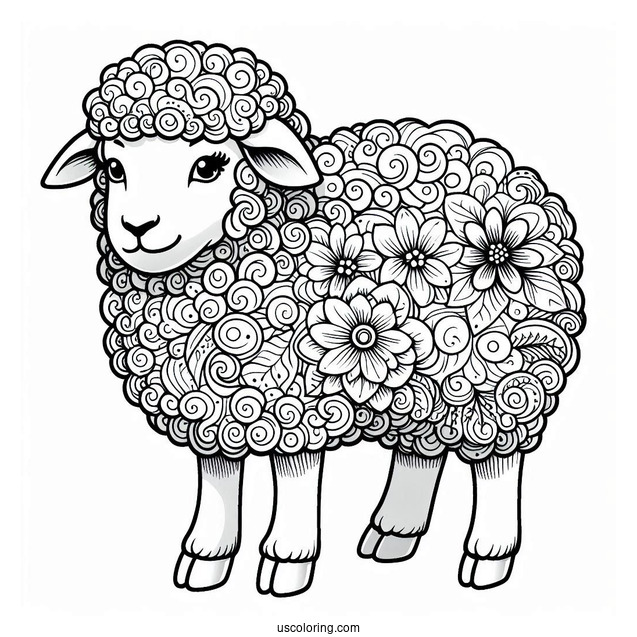 Detailed Adult Sheep Coloring Page