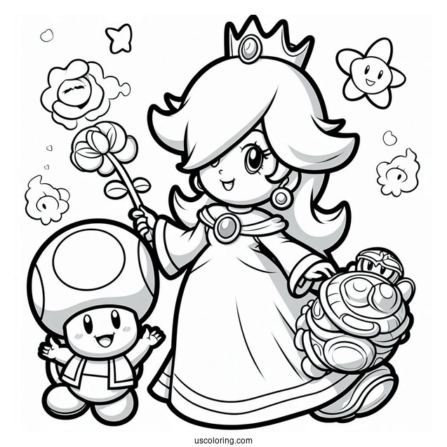 Rosalina Coloring Page With Toad And Luigi