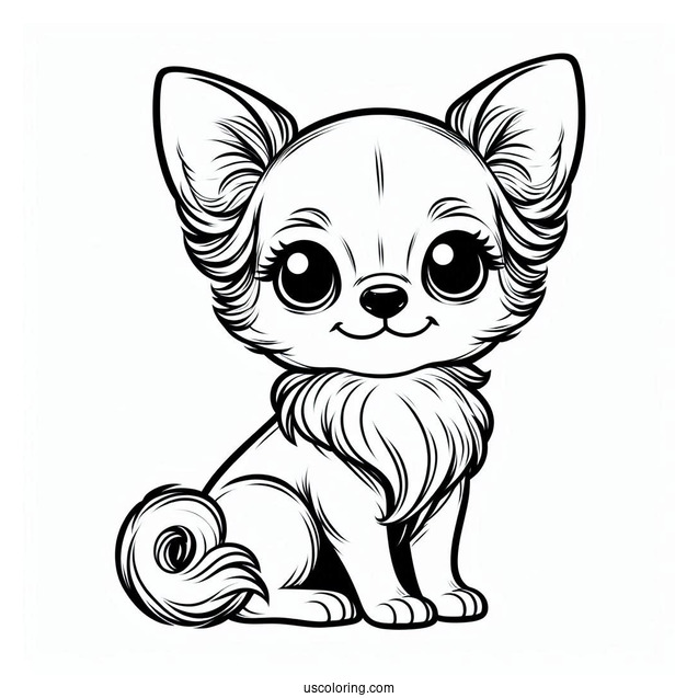 Cute Short Hair Chihuahua Coloring Page Sitting