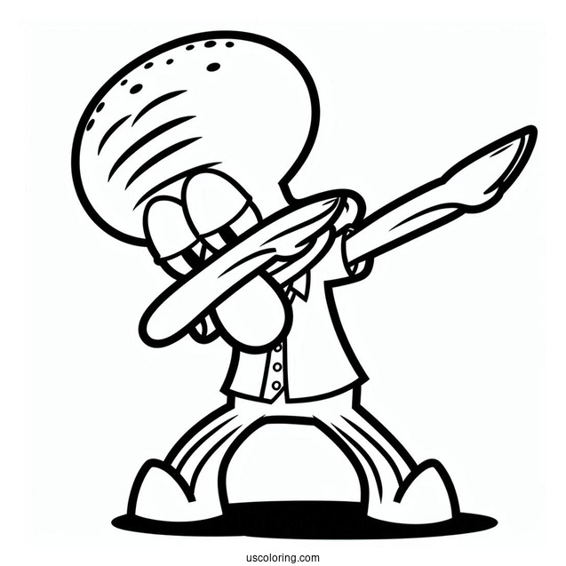 Easy Outline Of Squidward Coloring Page Dabbing For Kids