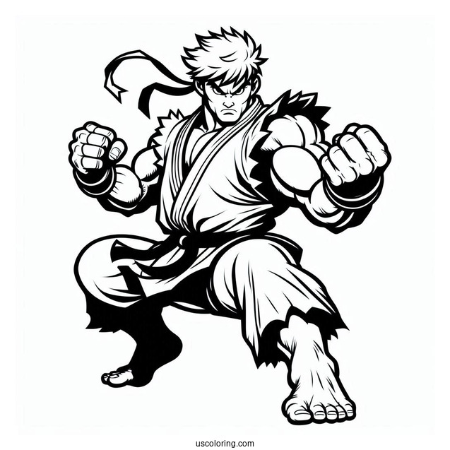 Street Fighter Coloring Page Of Easy Street Fighter Ryu Kids