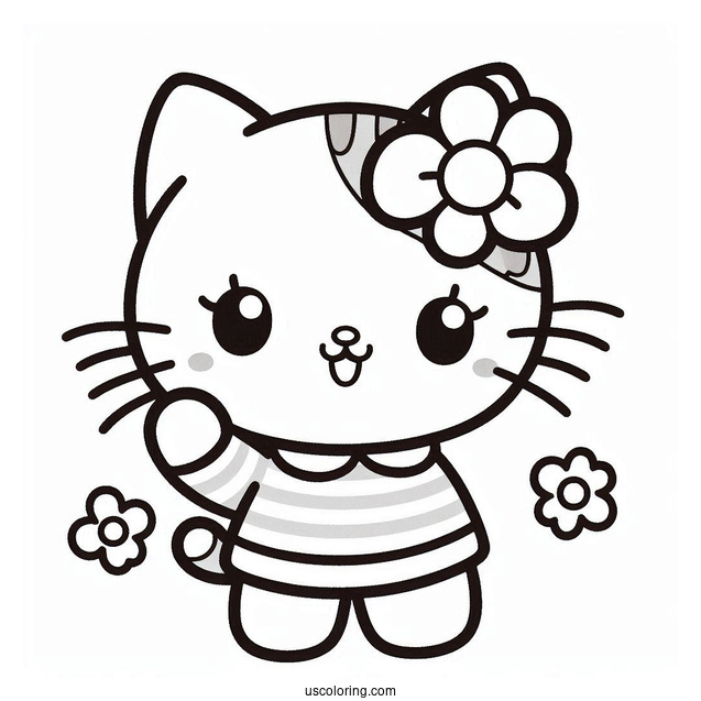Sanrio Coloring Pages Of Chococat Waving For Kids