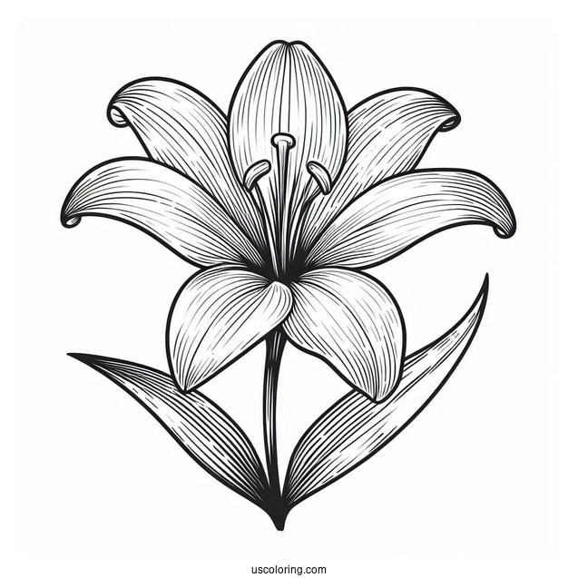 Flower Coloring Pages Of Single Easter Lily Flower