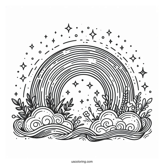 Simple Coloring Page Of a Magical Rainbow