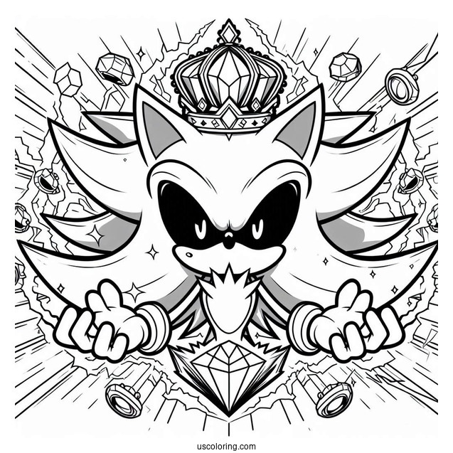 Super Sonic Coloring Page Holing Chaos Emerald
