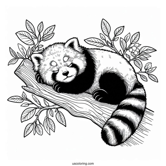 Red Panda Sleeping In Tree